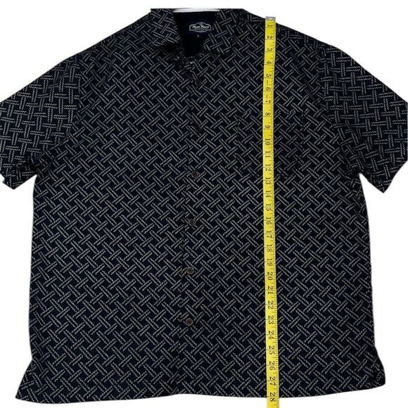 Nat Nast Silk Blend Navy Patterned Short Sleeve Button Up Shirt Mens Size L - Picture 7 of 8